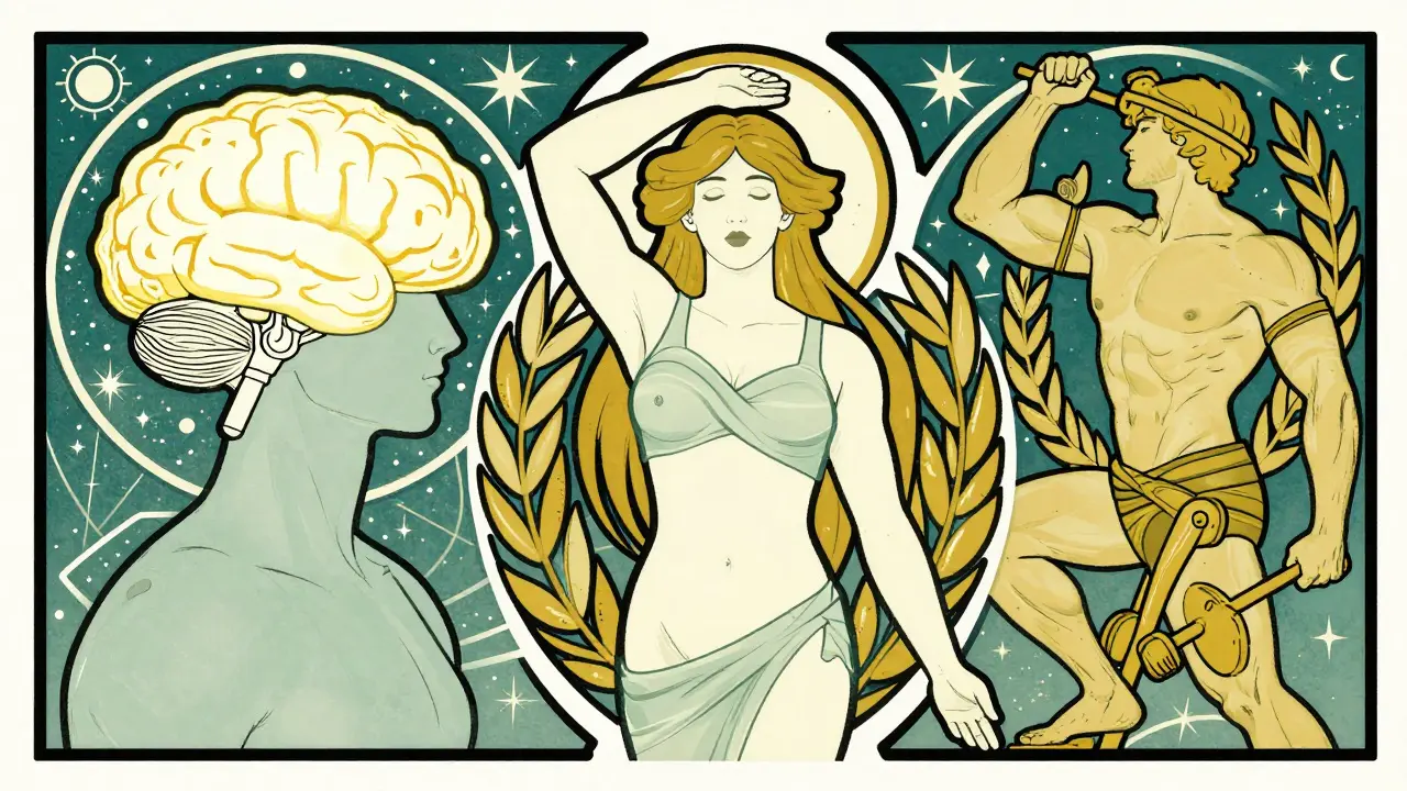 A symmetrical illustration representing the balance of mental and physical health.